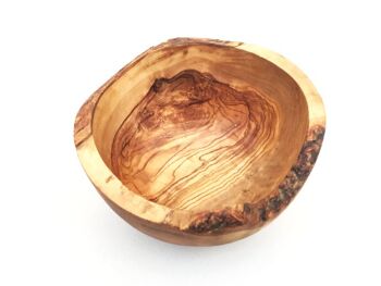 Bol rustique rond Ø 16 cm Bol en bois fait à la main à partir de bois d'olivier