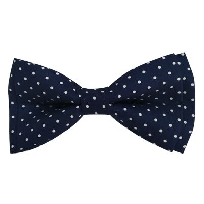 Navy blue bow tie with white dots