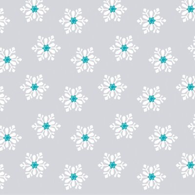 Serviette Flocons de neige en argent-turquoise en Linclass® Airlaid 40 x 40 cm, 12 pièces