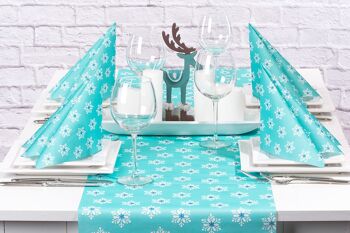 Serviette de table Flocons de neige bleu turquoise en Linclass® Airlaid 40 x 40 cm, 12 pièces 3