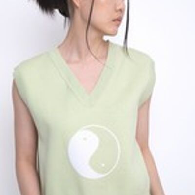 Gilet en tricot vert Yin Yang