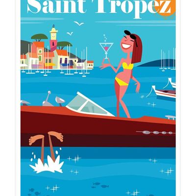 Affiche Vacances à St Tropez 20x30