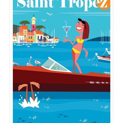 Affiche Vacances à St Tropez 30x45