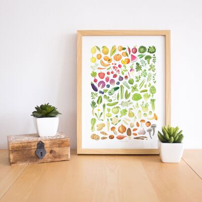 Kitchen Print - Fruits and Vegetables Rainbow