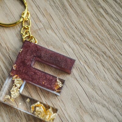 Buchstaben Schlüsselanhänger kupferfarben mit Goldflocken | Epoxidharz
