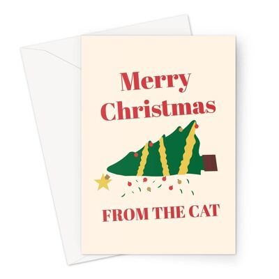 Merry Christmas from the cat funny tree falling pet kitten