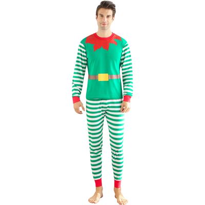 Adult Unisex Green Santa Claus Christmas 2 Piece Pyjamas Set Cotton