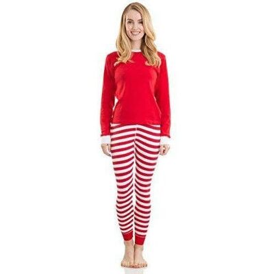 Adult Unisex Red Top & Red White Pants Pajama Set Cotton