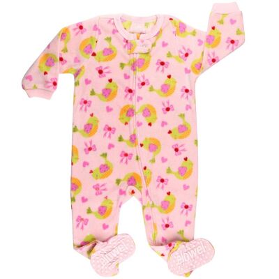 Birds Girl's Footed Onesies Fleece Pyjama