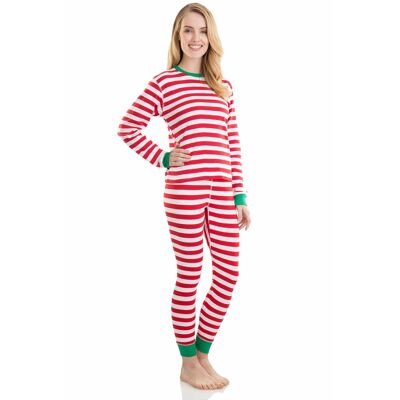 Christmas Adult Unisex Striped Pajama Set Cotton (Red & White)