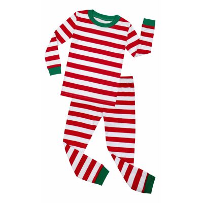 Christmas Striped Unisex Red And White  2 Piece Pyjamas Set Cotton