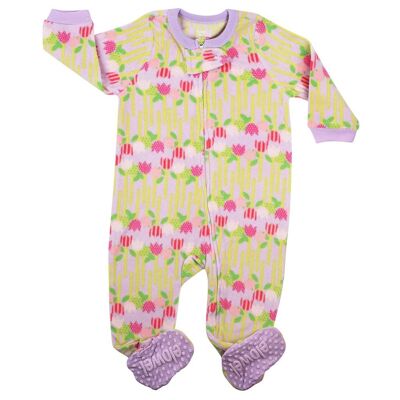 Flowers Girl's Footed Onesies Fleece Pyjama