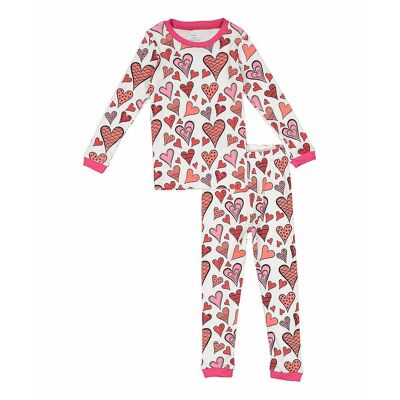 Heart Girls 2 Piece Pyjamas Set Cotton