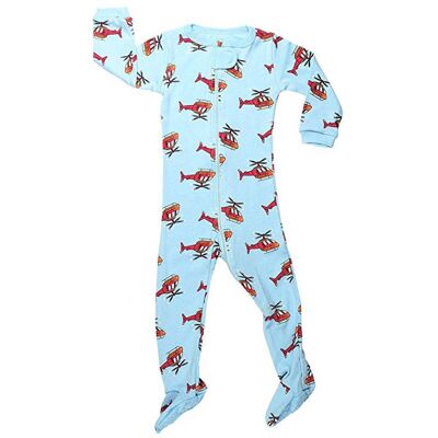 Helicopter Boys Footed Onesies Cotton Pyjama