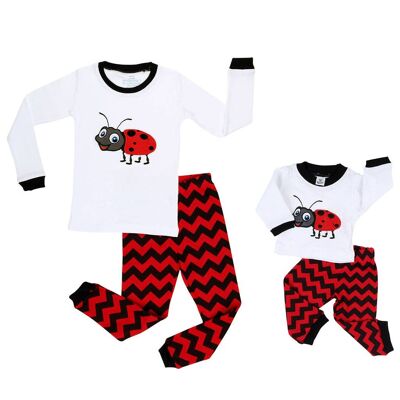 Ladybird (Ladybug) Matching Girl & Doll 2 Piece Pyjamas Set Cotton