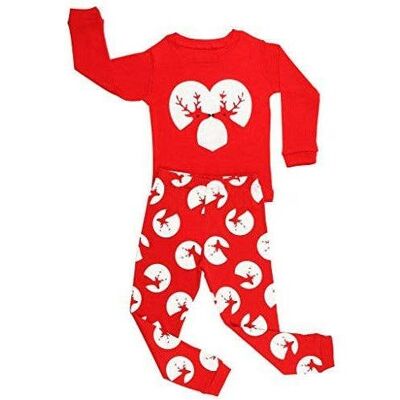 Reindeer Christmas Girls 2 Piece Pyjamas Set Cotton