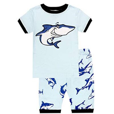 Shark Whale Boys Shorts 2 Piece Pyjamas Set Cotton