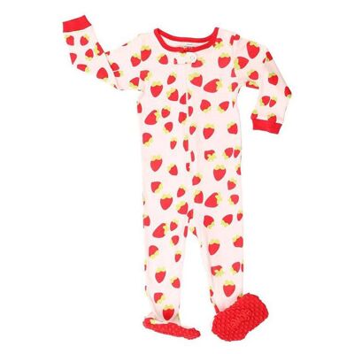 Strawberry Girl's Footed Onesies Cotton Pyjama