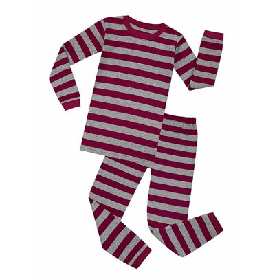 Striped Marron and Grey 2-Piece Pyjama