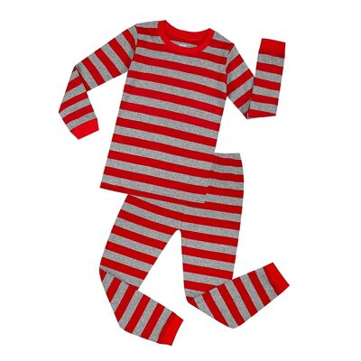 Striped Red and Grey 2-Piece Pyjama