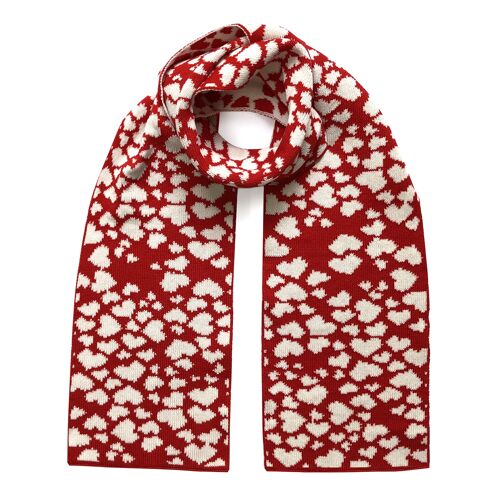 Hearts Wool & Cashmere Scarf Red