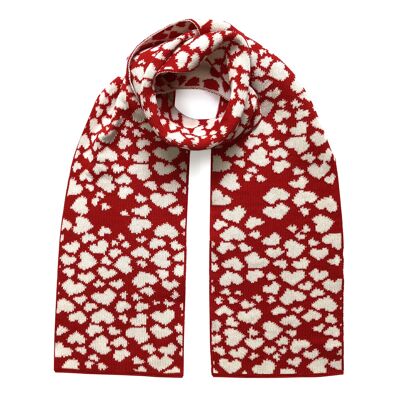 Hearts Wool & Cashmere Scarf Red