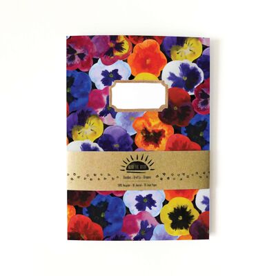 Diario a righe con stampa Viola Pansy
