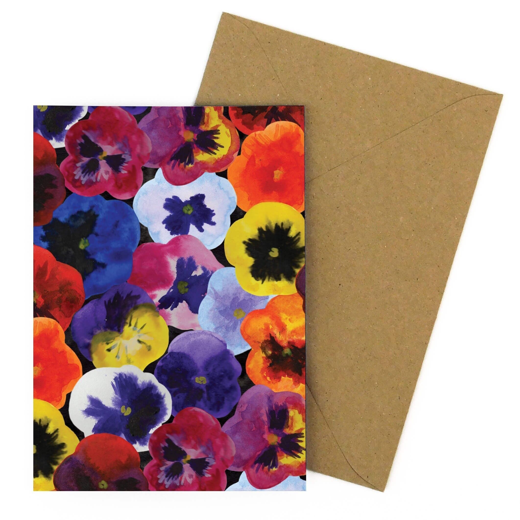 Viola Pansy Print Greetings Card