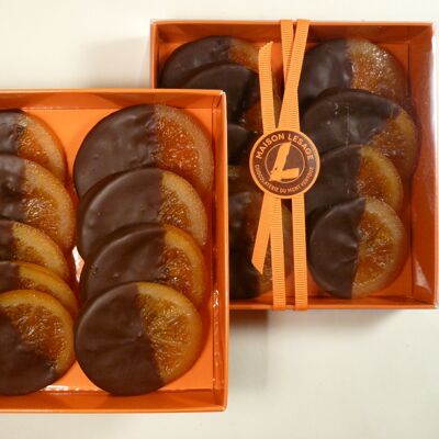 Box Scheiben von kandierten Orangen und Schokolade 150g