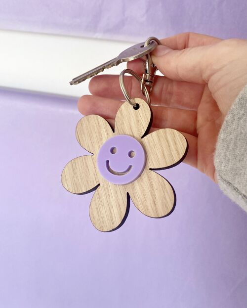 Happy Daisy Key Ring - Lilac