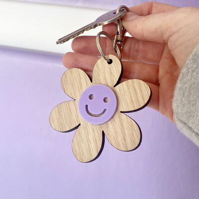 Happy Daisy Key Ring - Lilac