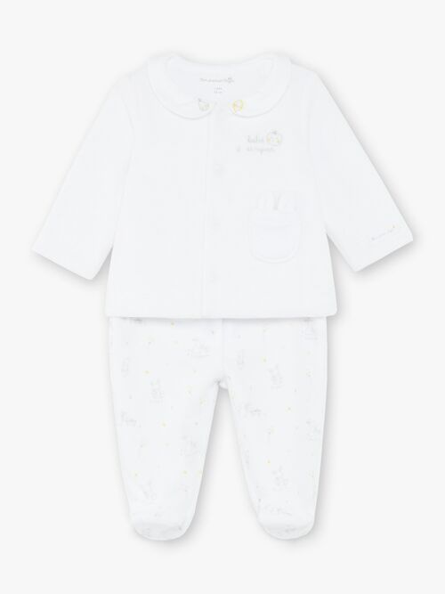 Ensemble veste et pantalon en velours blanc bébé mixte N50