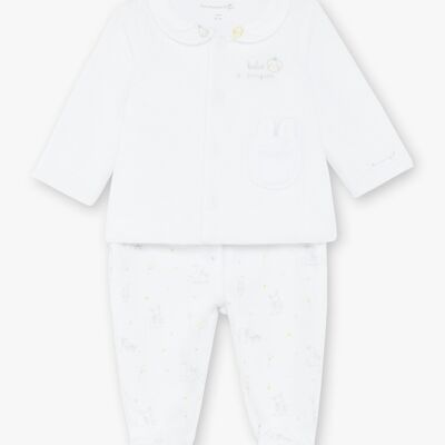Ensemble veste et pantalon en velours blanc bébé mixte N50