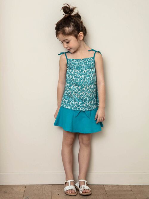 Jupe-short patineuse bleue enfant fille