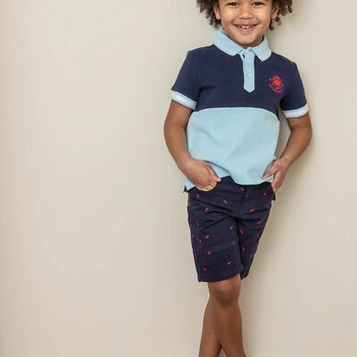 Bermuda bleu nuit brodé enfant garçon