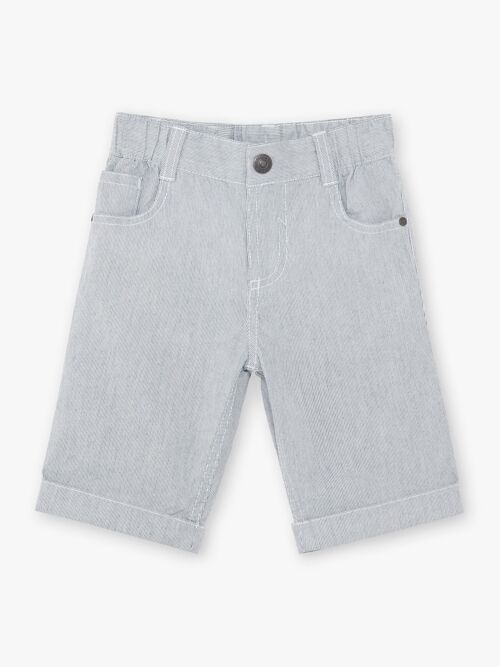 Bermuda gris à rayures enfant garçon  8+