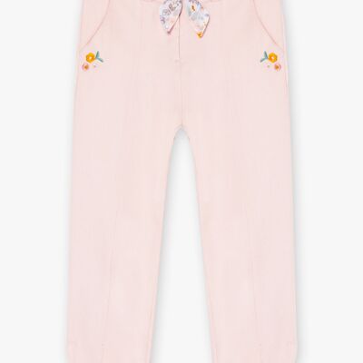 Pantacourt piqué rose blush et ceinture enfant fille  5+