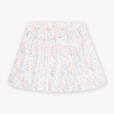 Jupe rose satin imprimé fleuri enfant fille  5+