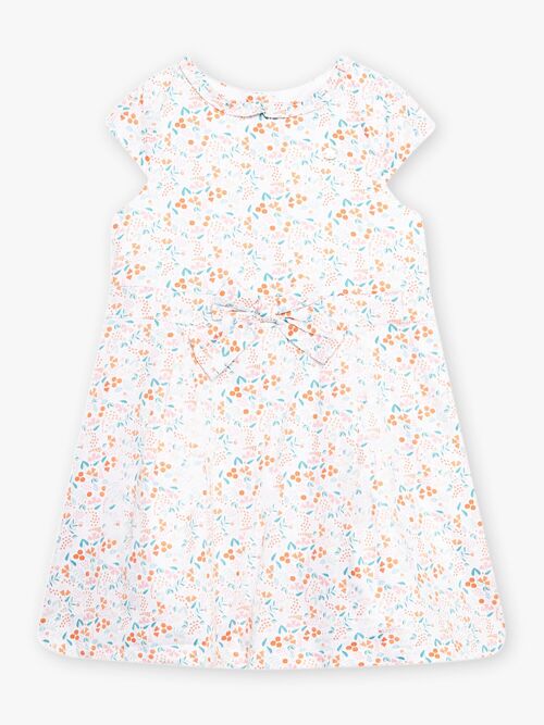 Robe rose satin imprimé fleuri enfant fille