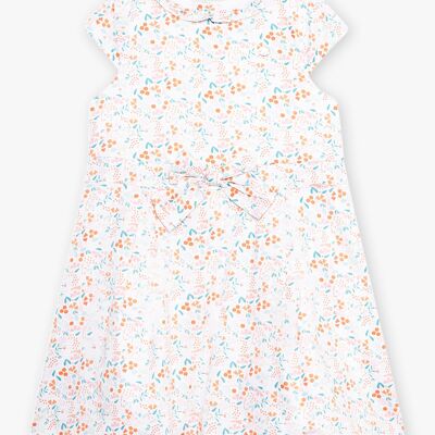 Robe rose satin imprimé fleuri enfant fille