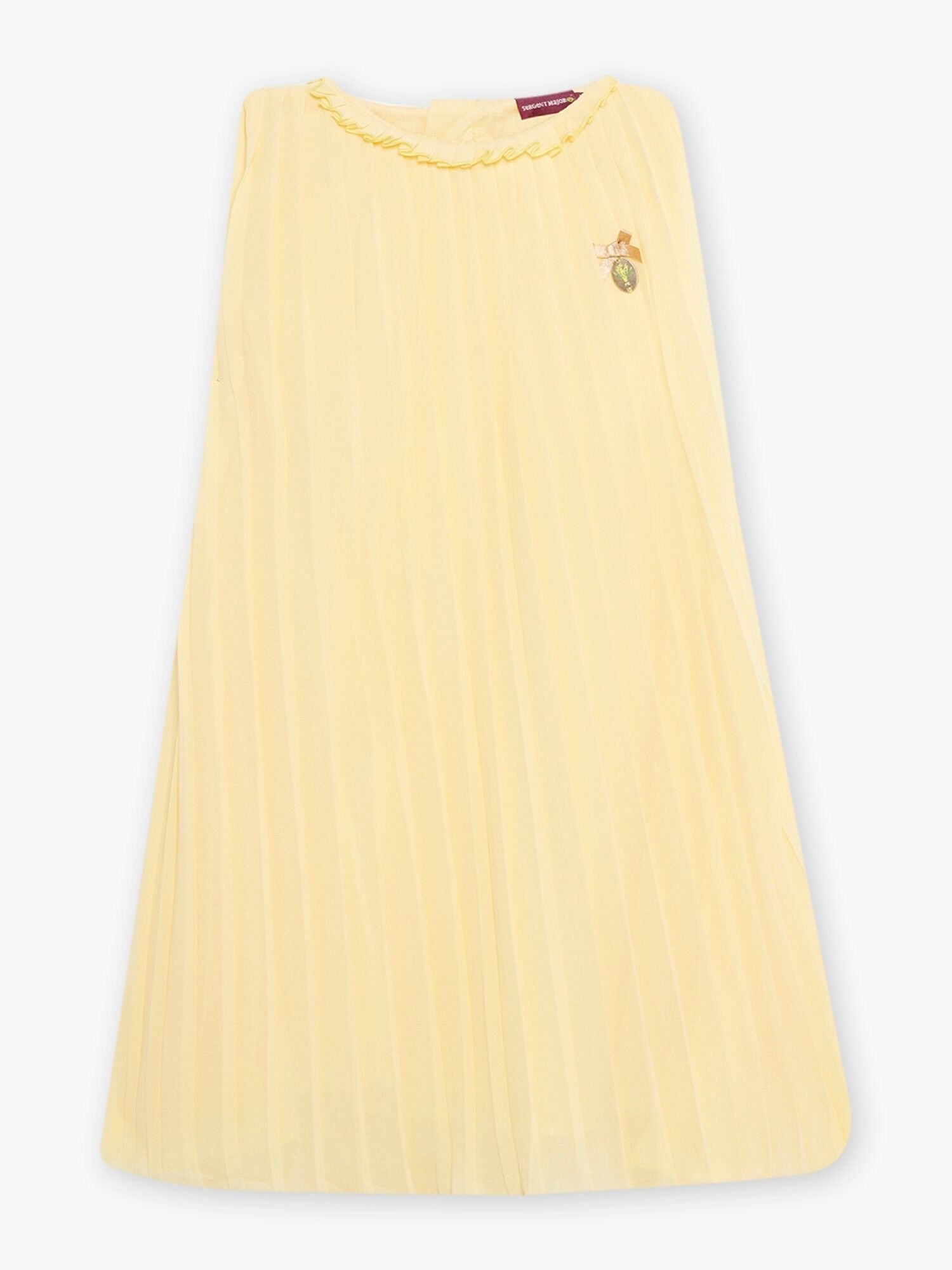 Robe en mousseline plissée jaune soleil bébé fille