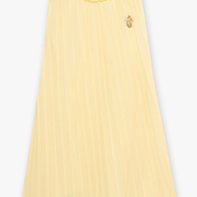 Robe en mousseline plissée jaune soleil bébé fille