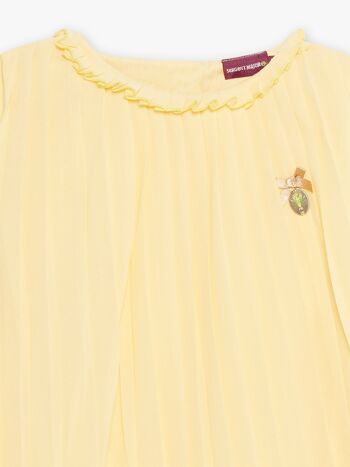 Robe en mousseline plissée jaune soleil bébé fille 3