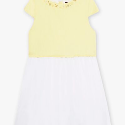 Robe bicolore satin et bloomer enfant fille