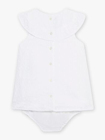 Robe blanche broderie anglaise et bloomer bébé fille  6M 2