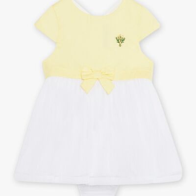 Robe bicolore satin et bloomer bébé fille  6M