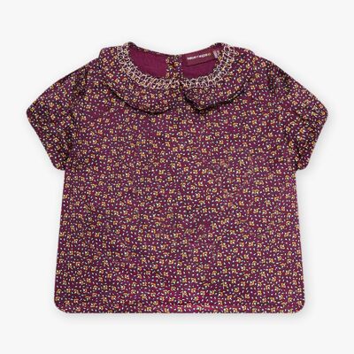 Blouse à manches courtes à imprimé fleuri cassis bébé fille