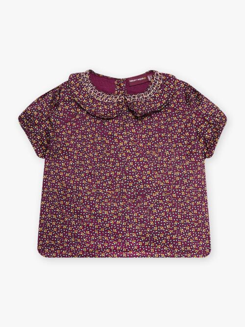 Blouse à manches courtes à imprimé fleuri cassis bébé fille  6M