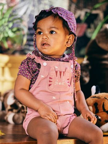 Barboteuse twill violette brodée animation tigre bébé fille 2