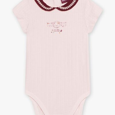 Body en coton fantaisie rose pâle bébé fille